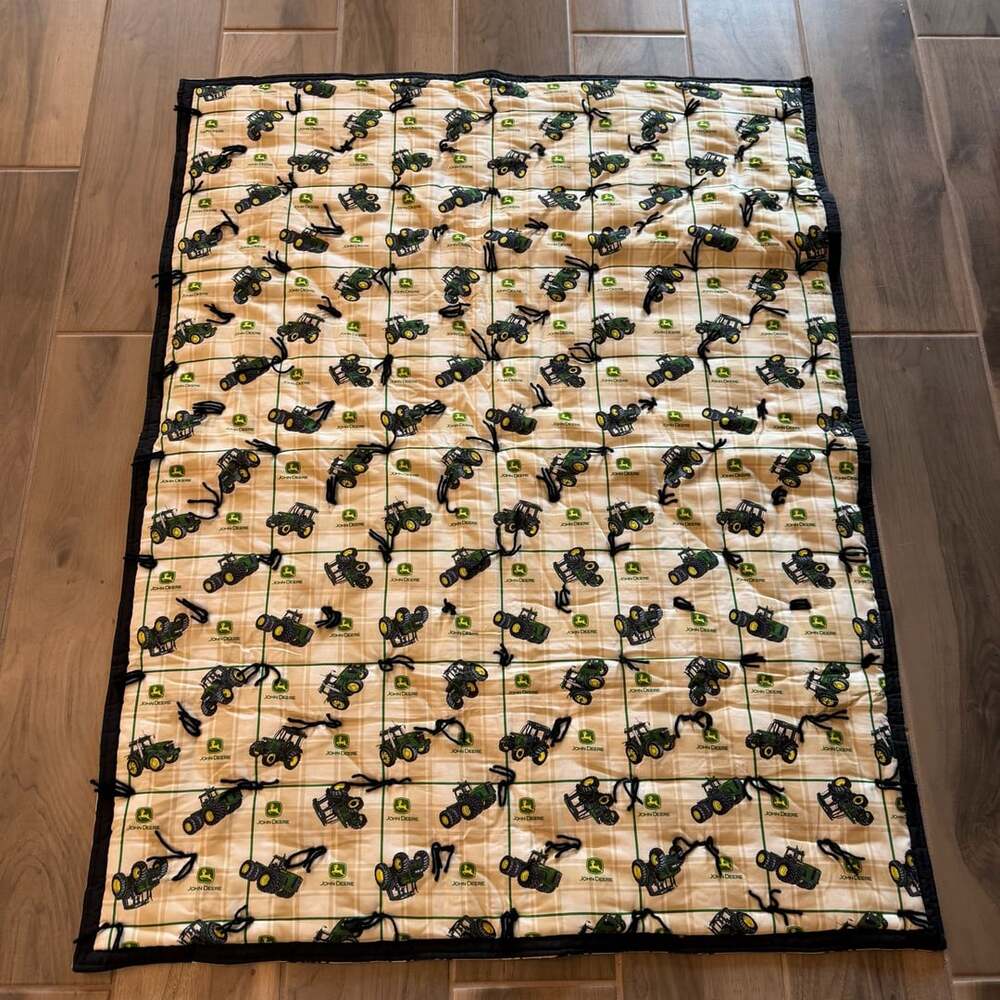 Handmade John Deere Quilt Crib Baby Blanket 53.5x42 Tractor Cotton